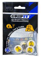 GP154 - Yellow Plasterboard Fixings Requiring 15mm Hole, 4 Pack