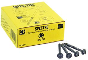 SPETF100G - 6.3mm x 100mm Flange Head Hex Green Treated Exterior Advanced Timber Fixing Screws, 50 Pack