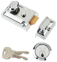 B-77-CH-CH-60 - Traditional Night Latch Lock, Chrome - 60mm Backset