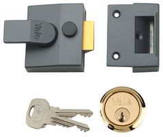 B-85-DMG-PB-40 - Deadlocking Security Night Latch Lock, Dark Metallic Grey with Brass Cylinder - 40mm Backset