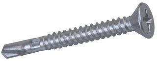 LW38S - 4.8mm x 38mm Countersunk Head Phillips Carbon Steel Exterior Wing-Tip No.3 Self-Drilling Screws, 200 Pack