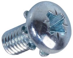 M36PRSTEXZ100- - M3 x 6mm Steel BZP Pan Head Pozidriv Machine Screws with Shake Proof Washers, 100 Pack