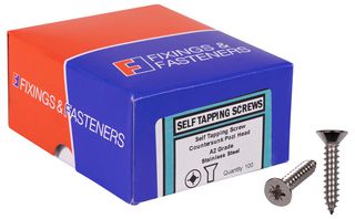 STCSK28SS - 4.2mm x 50mm Stainless Steel Pozidriv Countersunk Self Tapping Screws, 100 Pack