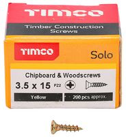 35015SOLOC - 3.5mm x 15mm Pozidriv Double Countersunk ZYP Solo Chipboard & Wood Screws, 200 Pack