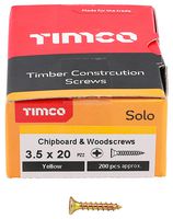 35020SOLOC - 3.5mm x 20mm Pozidriv Double Countersunk ZYP Solo Chipboard & Wood Screws, 200 Pack