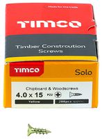 40015SOLOC - 4mm x 15mm Pozidriv Double Countersunk ZYP Solo Chipboard & Wood Screws, 200 Pack
