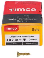 40020SOLOC - 4mm x 20mm Pozidriv Double Countersunk ZYP Solo Chipboard & Wood Screws, 200 Pack