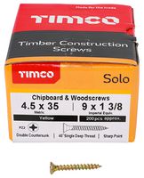 45035SOLOC - 4.5mm x 35mm Pozidriv Double Countersunk ZYP Solo Chipboard & Wood Screws, 200 Pack