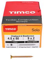 45050SOLOC - 4.5mm x 50mm Pozidriv Double Countersunk ZYP Solo Chipboard & Wood Screws, 200 Pack