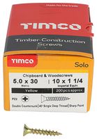 50030SOLOC - 5mm x 30mm Pozidriv Double Countersunk ZYP Solo Chipboard & Wood Screws, 200 Pack