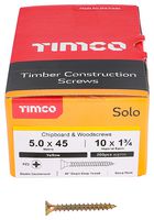 50045SOLOC - 5mm x 45mm Pozidriv Double Countersunk ZYP Solo Chipboard & Wood Screws, 200 Pack