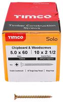 50060SOLOC - 5mm x 60mm Pozidriv Double Countersunk ZYP Solo Chipboard & Wood Screws, 200 Pack