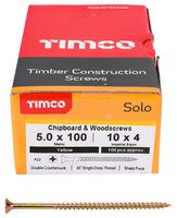 50100SOLOC - 5mm x 100mm Pozidriv Double Countersunk ZYP Solo Chipboard & Wood Screws, 100 Pack