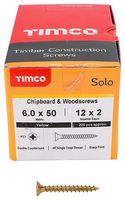 60050SOLOC - 6mm x 50mm Pozidriv Double Countersunk ZYP Solo Chipboard & Wood Screws, 200 Pack