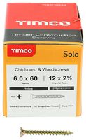 60060SOLOC - 6mm x 60mm Pozidriv Double Countersunk ZYP Solo Chipboard & Wood Screws, 200 Pack