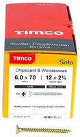 60070SOLOC - 6mm x 70mm Pozidriv Double Countersunk ZYP Solo Chipboard & Wood Screws, 200 Pack