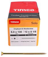 60130SOLOC - 6mm x 130mm Pozidriv Double Countersunk ZYP Solo Chipboard & Wood Screws, 100 Pack