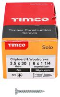 35030SOLOZ - 3.5mm x 30mm Pozidriv Double Countersunk ZP Solo Chipboard & Wood Screws, 200 Pack