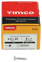 45025SOLOZ - 4.5mm x 25mm Pozidriv Double Countersunk ZP Solo Chipboard & Wood Screws, 200 Pack