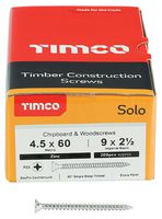 45060SOLOZ - 4.5mm x 60mm Pozidriv Double Countersunk ZP Solo Chipboard & Wood Screws, 200 Pack