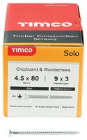 45080SOLOZ - 4.5mm x 80mm Pozidriv Double Countersunk ZP Solo Chipboard & Wood Screws, 200 Pack