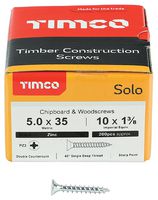 50035SOLOZ - 5mm x 35mm Pozidriv Double Countersunk ZP Solo Chipboard & Wood Screws, 200 Pack