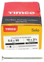 50090SOLOZ - 5mm x 90mm Pozidriv Double Countersunk ZP Solo Chipboard & Wood Screws, 100 Pack
