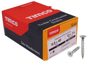 60040SOLOZ - 6mm x 40mm Pozidriv Double Countersunk ZP Solo Chipboard & Wood Screws, 200 Pack