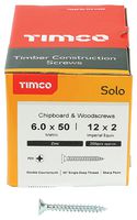 60050SOLOZ - 6mm x 50mm Pozidriv Double Countersunk ZP Solo Chipboard & Wood Screws, 200 Pack
