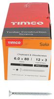 60080SOLOZ - 6mm x 80mm Pozidriv Double Countersunk ZP Solo Chipboard & Wood Screws, 200 Pack