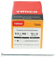 60150SOLOZ - 6mm x 150mm Pozidriv Double Countersunk ZP Solo Chipboard & Wood Screws, 100 Pack