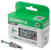 CFX104CS - Twist No Drill Self Driving Plasterboard Wall Fixings, 24 Pack
