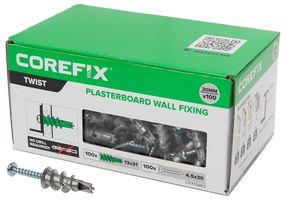 CFX108ES - Twist No Drill Self Driving Plasterboard Wall Fixings, 100 Pack