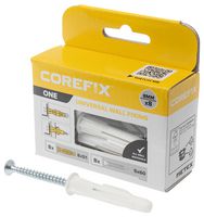 CFX512BL - 8mm x 51mm One Universal Plasterboard & Masonry Wall Plugs & Screws Fixing Kit, 8 Pack