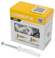 CFX514CL - 8mm x 51mm One Universal Plasterboard & Masonry Wall Plugs & Screws Fixing Kit, 24 Pack