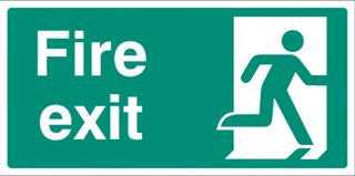 22033L - Fire Exit - Running Man Right Self Adhesive Sign -  150mm x 450mm