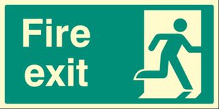 32033L - Fire Exit - Running Man Right Glow in the Dark Plastic Sign -  150mm x 450mm