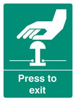 22067A - Press to Exit - Self Adhesive Sign - 75mm x 100mm