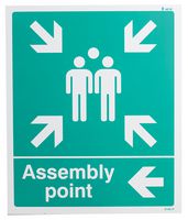 62142H - Assembly Point - Arrow Left Aluminium Sign - 300mm x 450mm