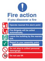 11428E - Fire Action Auto Dial - Plastic Sign - 150mm x 200mm