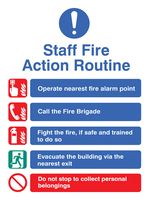 11439E - Staff Fire Action Routine - Plastic Sign - 150mm x 200mm