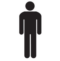 17025D - Mens Toilet Sign, Black on White Plastic - 150mm x 100mm