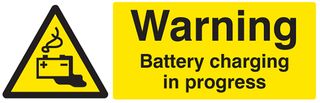 14211M - Warning Battery Charging in Progress - Plastic Sign - 100mm x 300mm