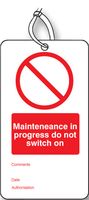 53423 - Maintenance in Progress - Lockout Safety Tag - 150 x 80mm 10 Pack