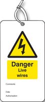 55062 - Danger Live Wires - Safety Tag - 150 x 80mm 10 Pack