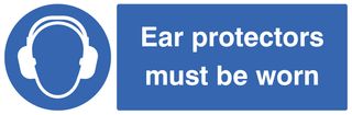 15023G - Ear Protectors Must Be Worn - Plastic Sign - 100mm x 300mm