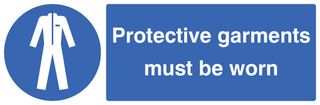 15212M - Protective Garments Must Be Worn - Plastic Sign - 200mm x 600mm