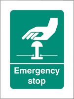 16055A - Emergency Stop - Plastic Sign - 100mm x 75mm
