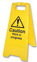 58540 - Caution Work in Progress - Yellow Plastic A-Frame Floor Sign, 575mm
