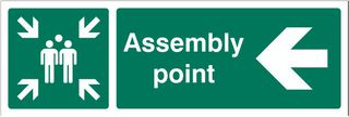 12142H - Assembly Point - Arrow Left Plastic Sign - 300mm x 250mm
